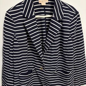 Michael Kors Women's Navy and White Striped Blazer